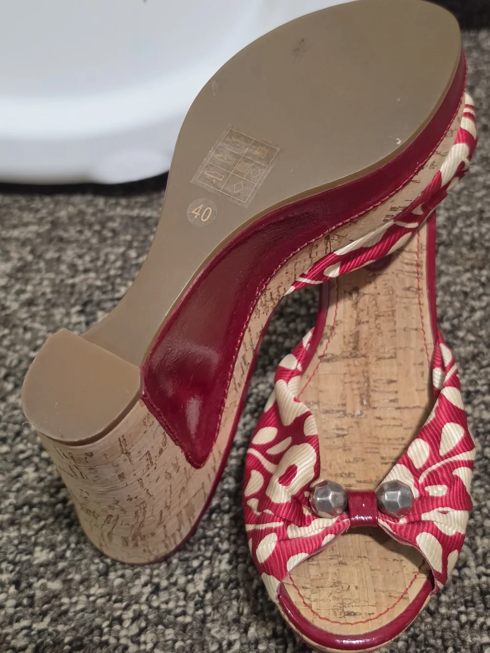 Marc Jacobs Red and Cream Floral Wedge Sandals